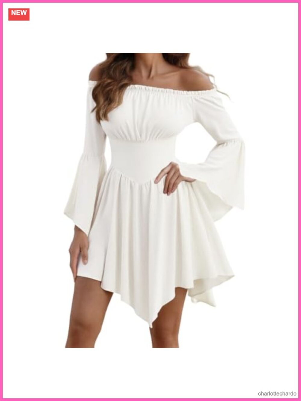 Women's Off Shoulder Corset Mini Dress Puff Sleeve A-Line Fairy